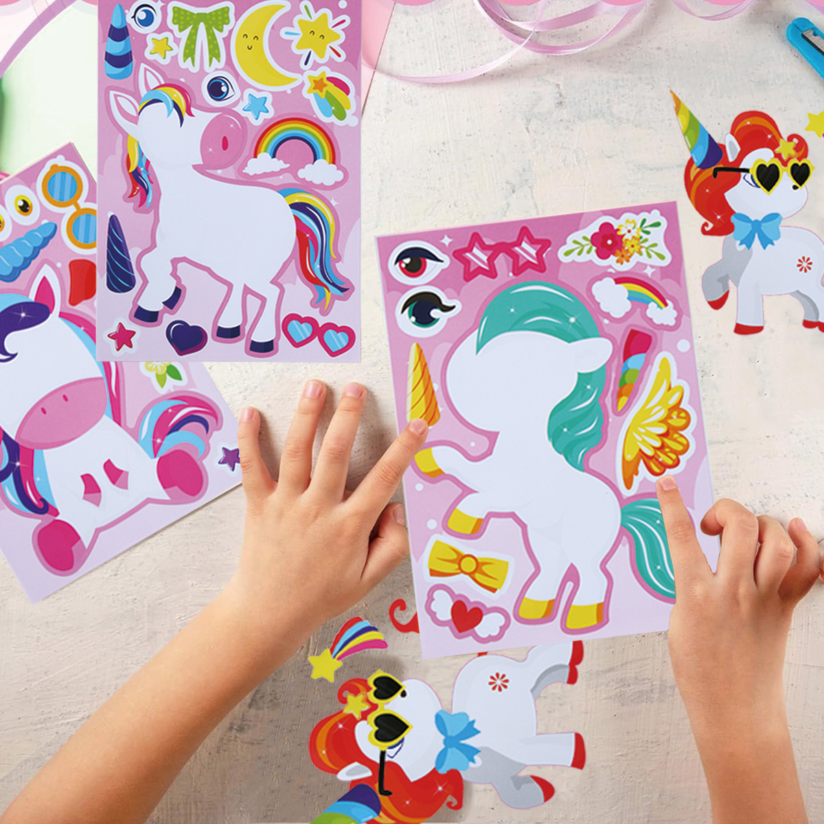 Party Games Adult Birthday - 12Sheets Rainbow Horse DIY Puzzle Sticker