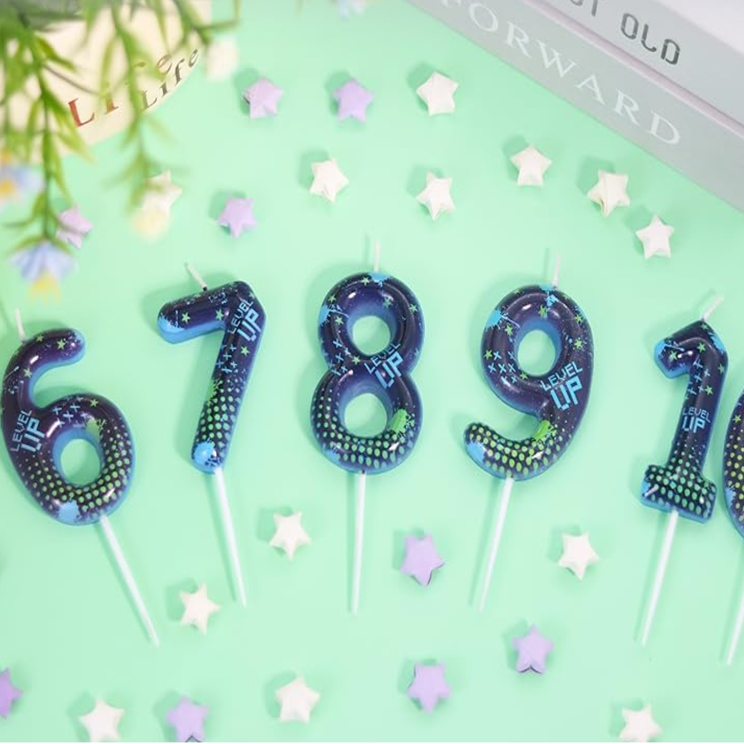 Party Games Adult Birthday - Blue Game Boy 0-9 Birthday Candles,