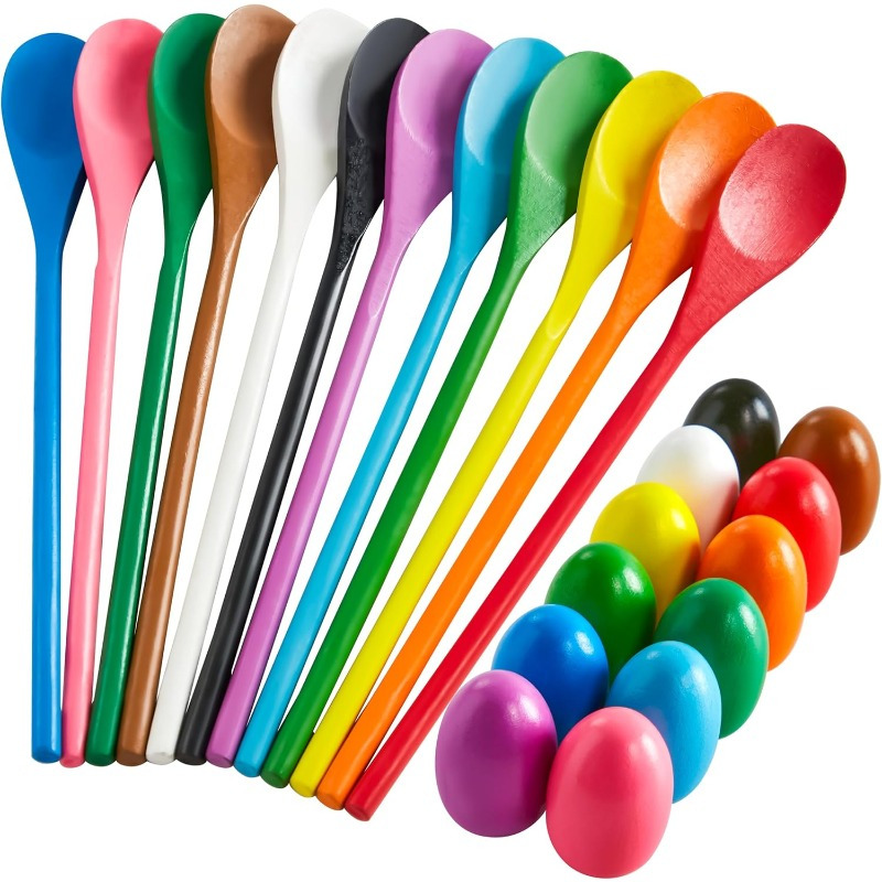 Party Games Easter For Kids - 24 PCS Easter Egg and Spoon