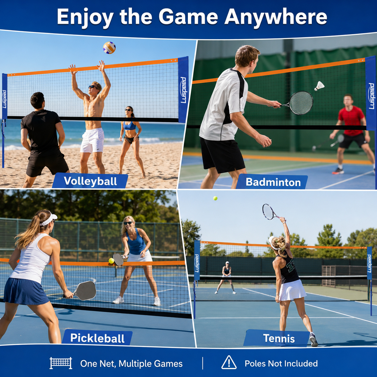 Portable Volleyball Net Outdoo - Badminton Set Garden ulasan dan harga