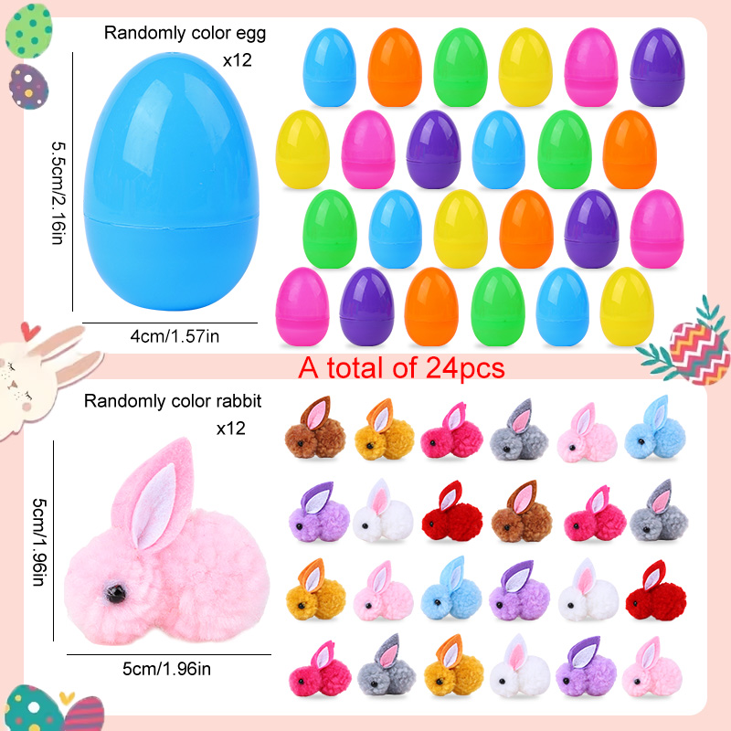24/48Pcs Cute Easter Egg with  - Party Games Easter For Kids ulasan dan harga