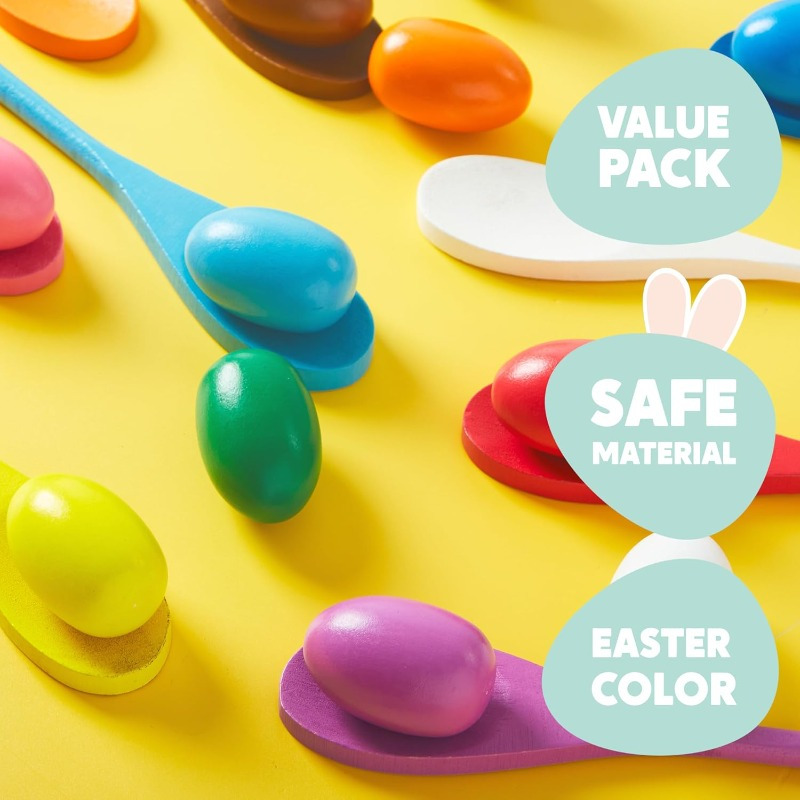 24 PCS Easter Egg and Spoon Ra - Party Games Easter For Kids ulasan dan harga